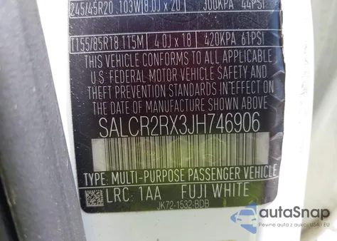 2018 Land Rover Discovery Sport Hse из США, поврежденный, VIN SALCR2RX3JH746906